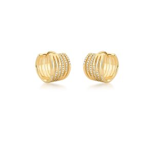 ARGOLA SEIS VOLTAS LISA E CRAVEJADA BANHADA A OURO