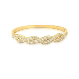 BRACELETE TRANÇADO CRAVEJADO COM ZIRCÔNIAS E VAZADO