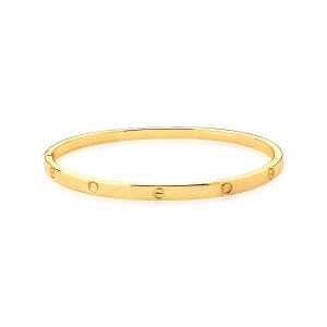 BRACELETE LISO TRABALHADO REDONDO FRENTE COPY BANHADO A OURO